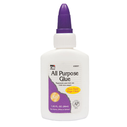 All Purpose Glue, 1.25 oz, 12/pkg