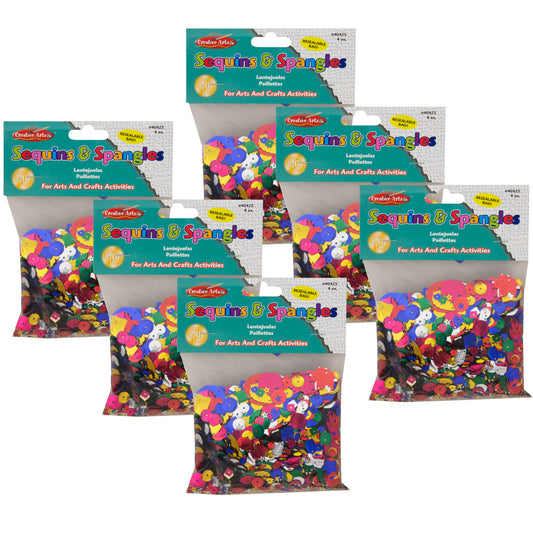 Glittering Sequins with Spangles, 4 oz Per Pack, 6 Packs