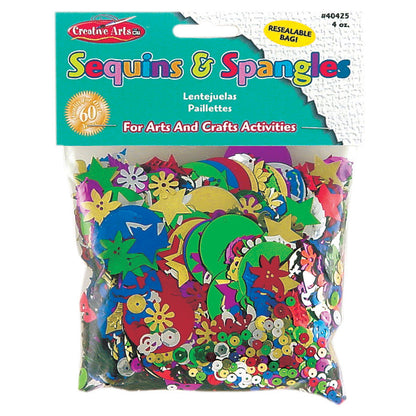 Creative Arts by Charles Leonard Glittering Sequins with Spangles, 4 Ounce Bag