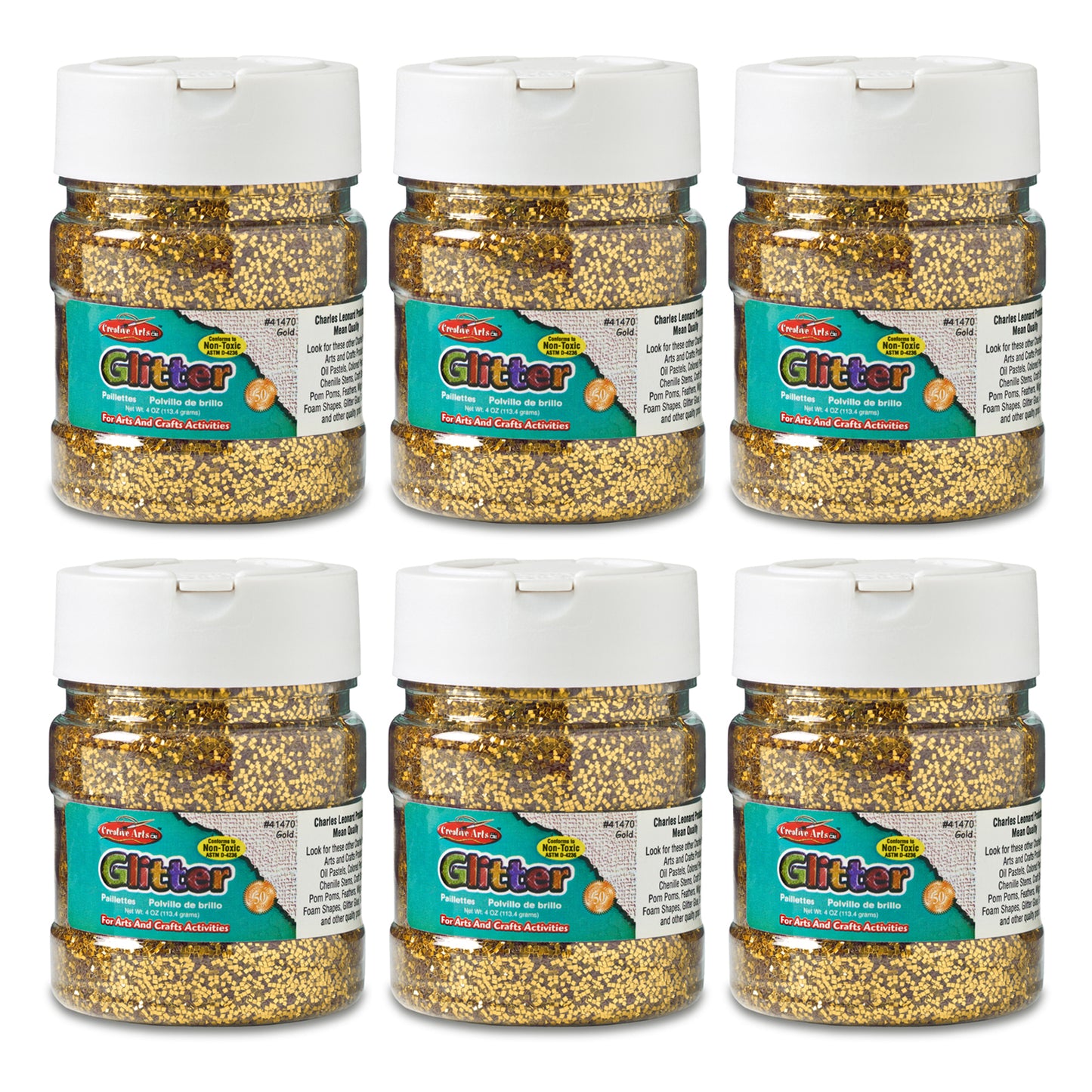 Creative Arts™ Gold Glitter 4 oz. Jar, Pack of 6