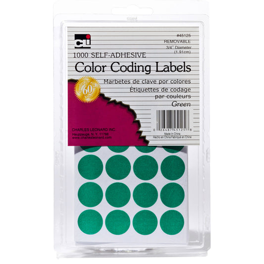 Green Color Coding Labels, Pack of 1000, Bundle of 12 Packs