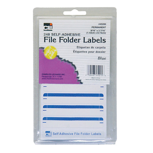 Charles Leonard Blue File Folder Labels, 248/Pack, Bundle of 18 Packs