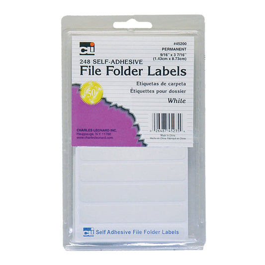 Charles Leonard White File Folder Labels, 248/Pack, Bundle of 18 Packs