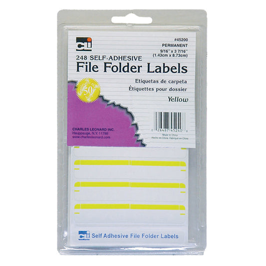 Charles Leonard Yellow File Folder Labels, 248/Pack, Bundle of 18 Packs