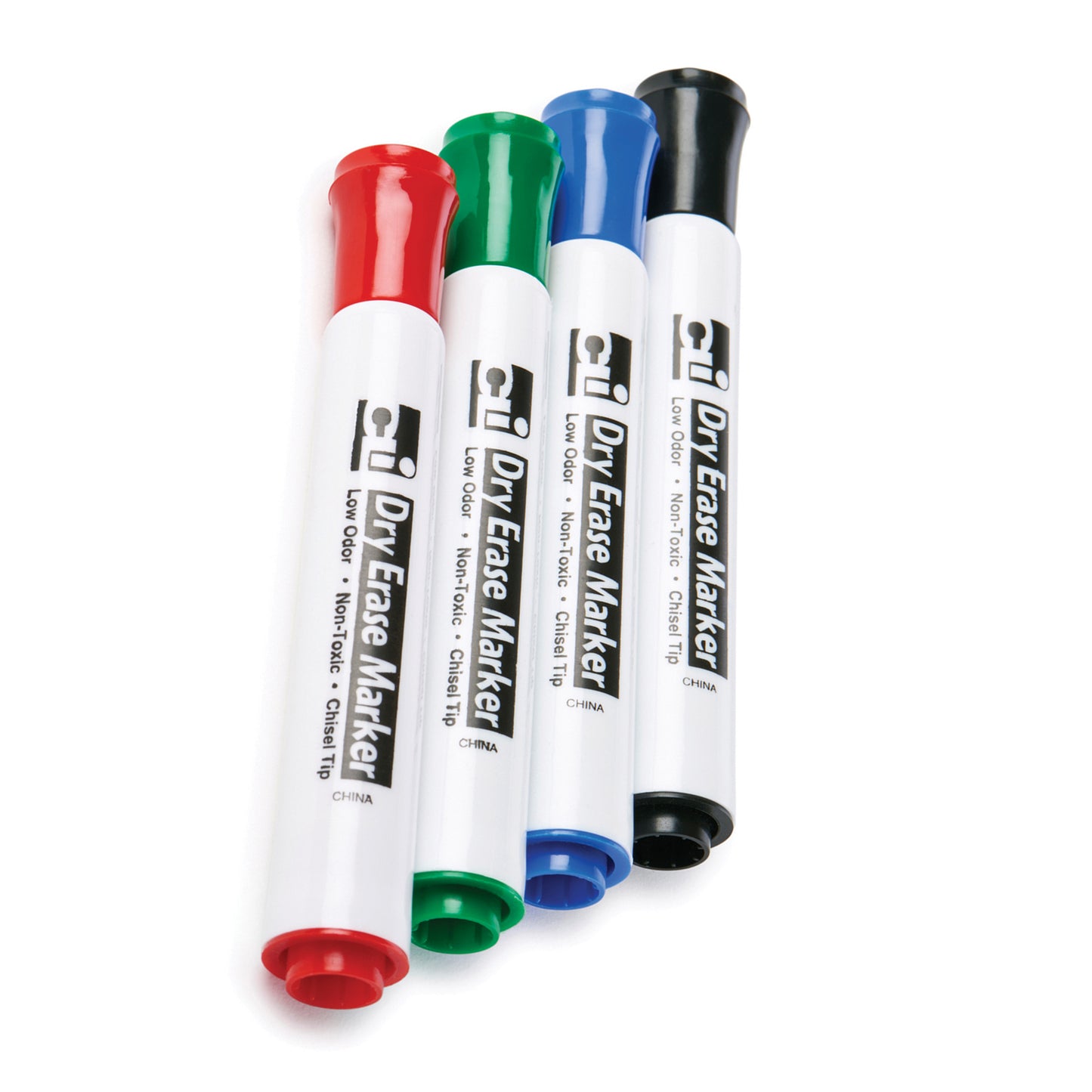 Barrel Style Dry Erase Markers, Assorted Colors, Chisel Tip, 4 Per Pack, 12 Packs