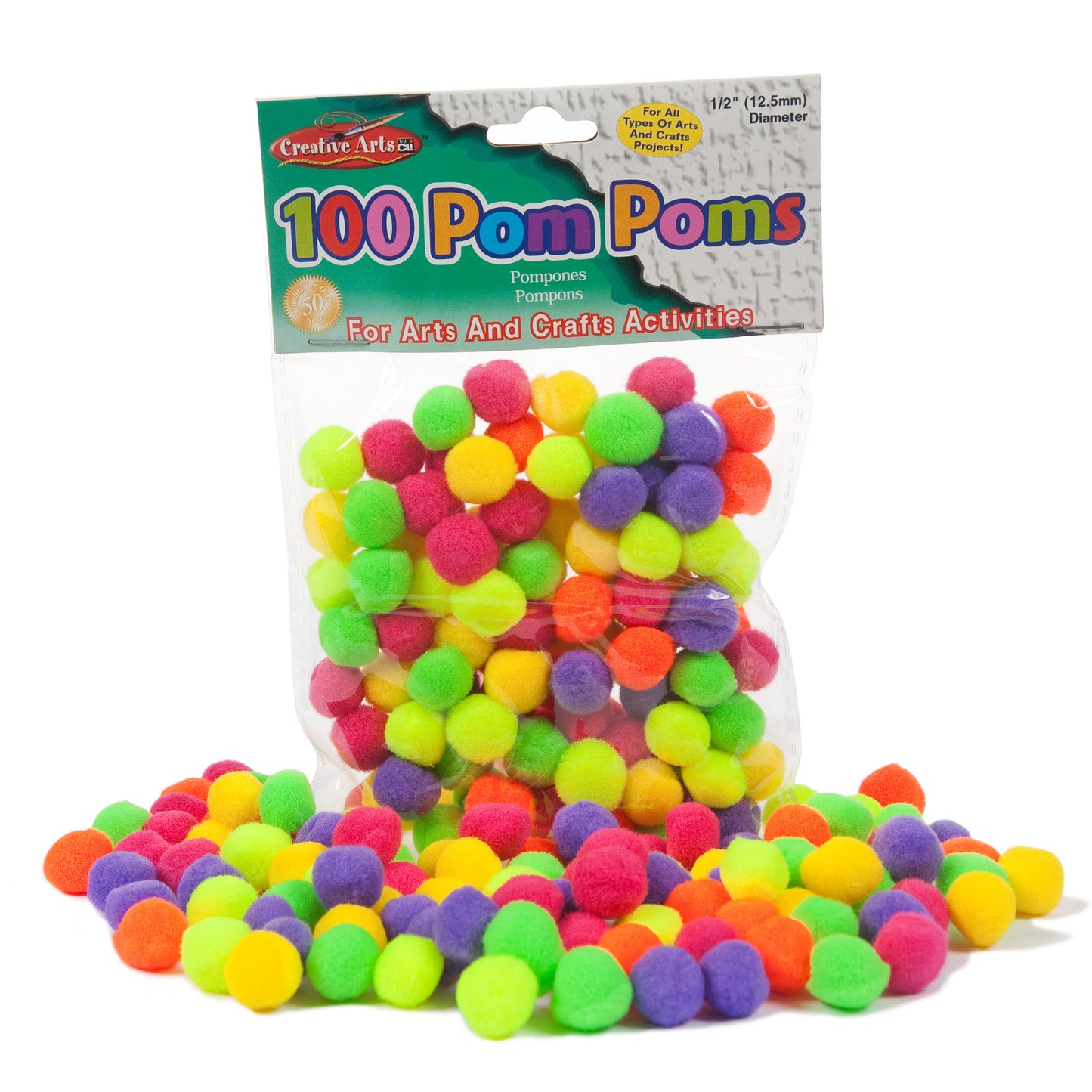 Creative Arts™ Pom-Poms, 1/2", Hot Colors, Pack of 100