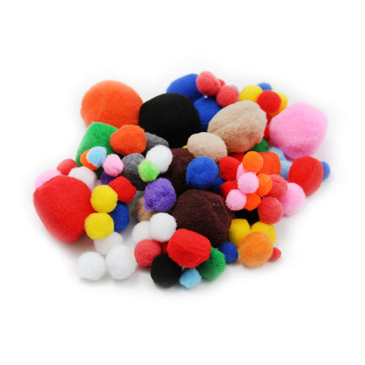 Assorted Pom-Poms, 100 Per Pack, 12 Packs