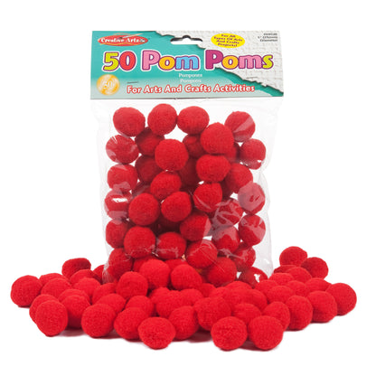 Creative Arts™ Pom-Poms, 1", Red, Pack of 50