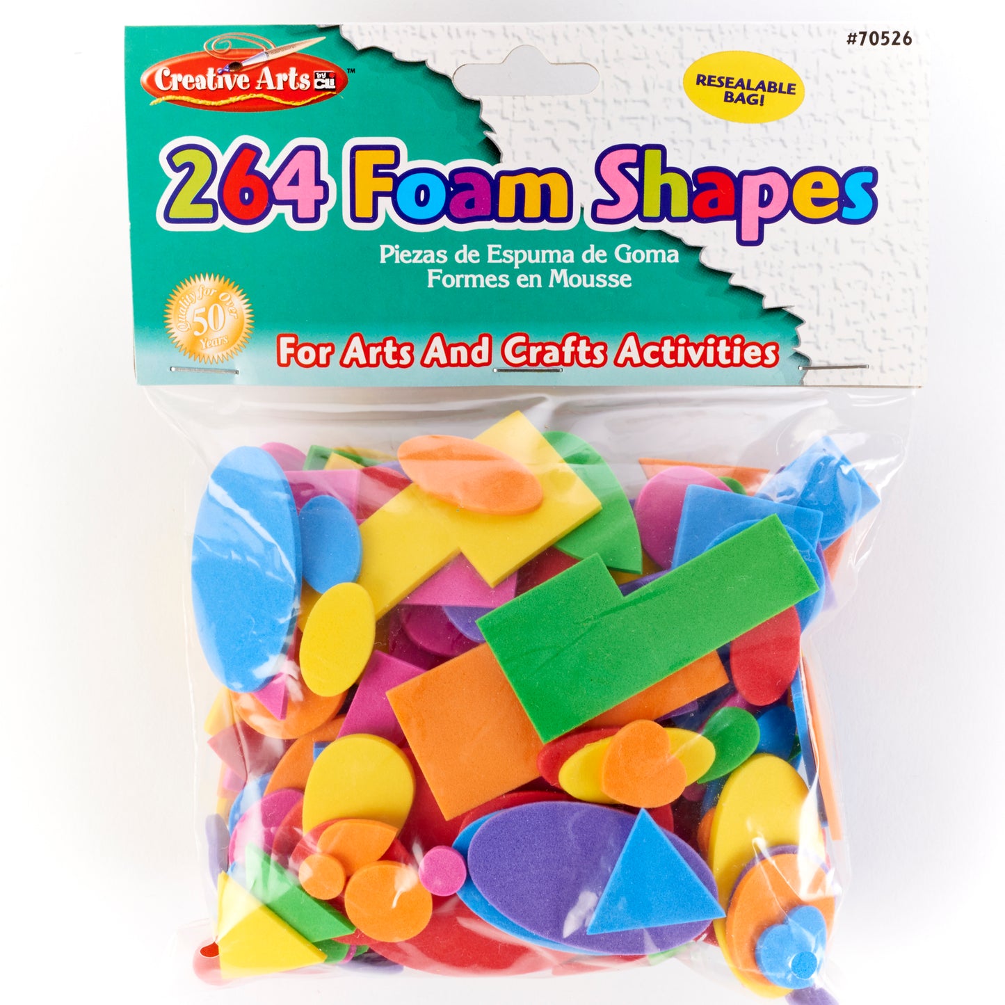 Creative Arts by Charles Leonard Foam Shapes, Assorted Colors, 264 Pieces/Bag