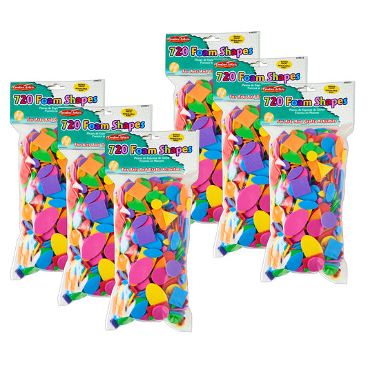 Foam Shapes, Assorted Colors, 720 Per Pack, 6 Packs