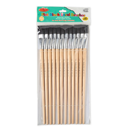 Long Handle Easel Brush, Size 18, Natural Bristle, Flat, Pack of 12