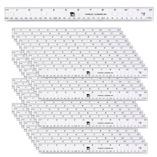 Plastic Ruler, 12", Translucent, Clear, Pack of 48