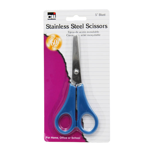 Charles Leonard Stainless Steel 5" Scissors, Blunt Tip, Bundle of 24