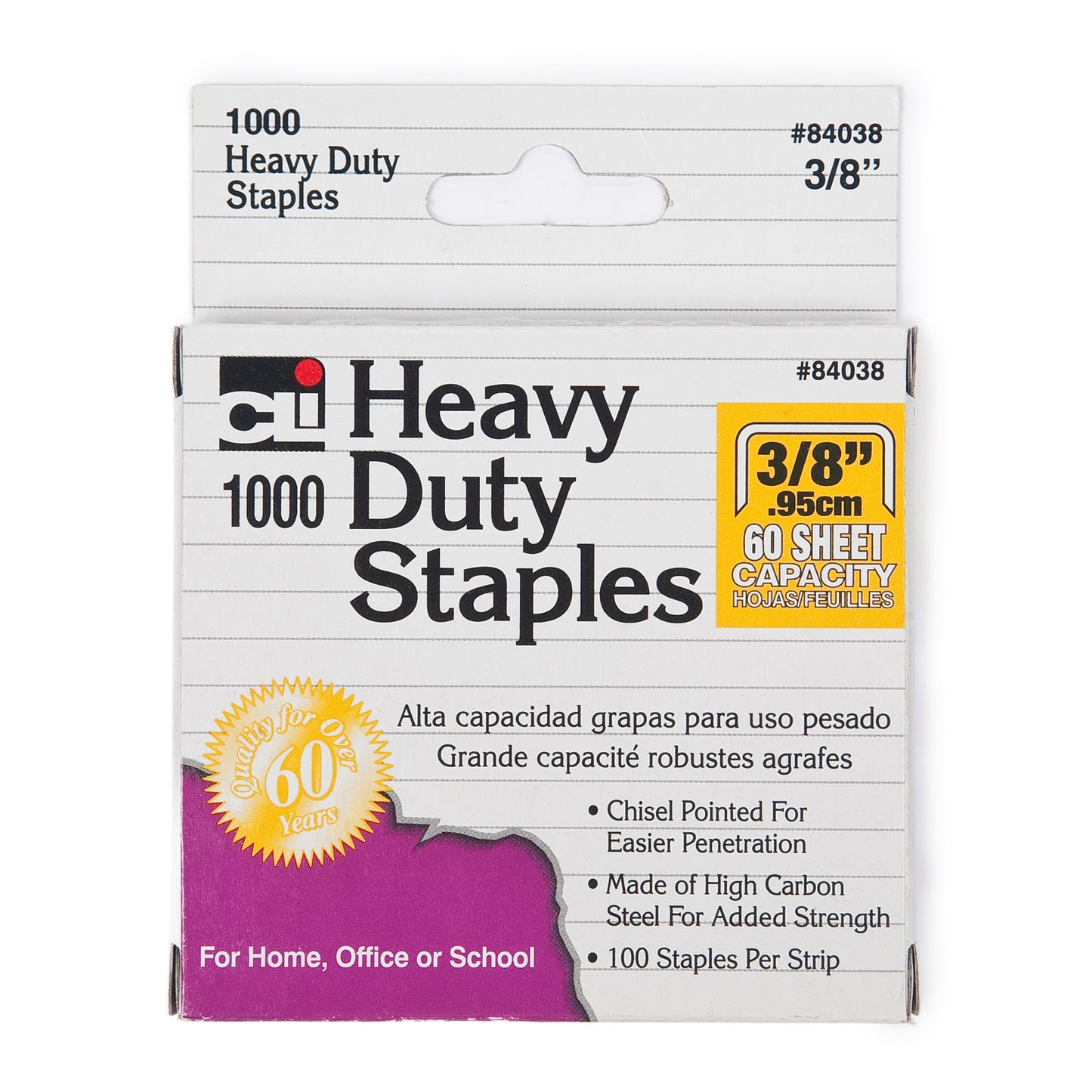 Charles Leonard Heavy Duty Staples, 3/8", 1000/Pack, Bundle of 10 Packs