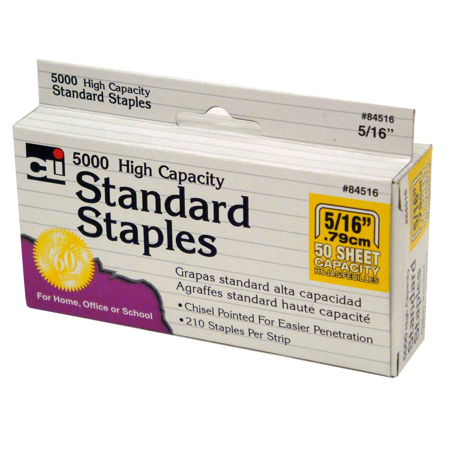 High Capacity Standard Staples, 5000 Per Pack, 10 Packs