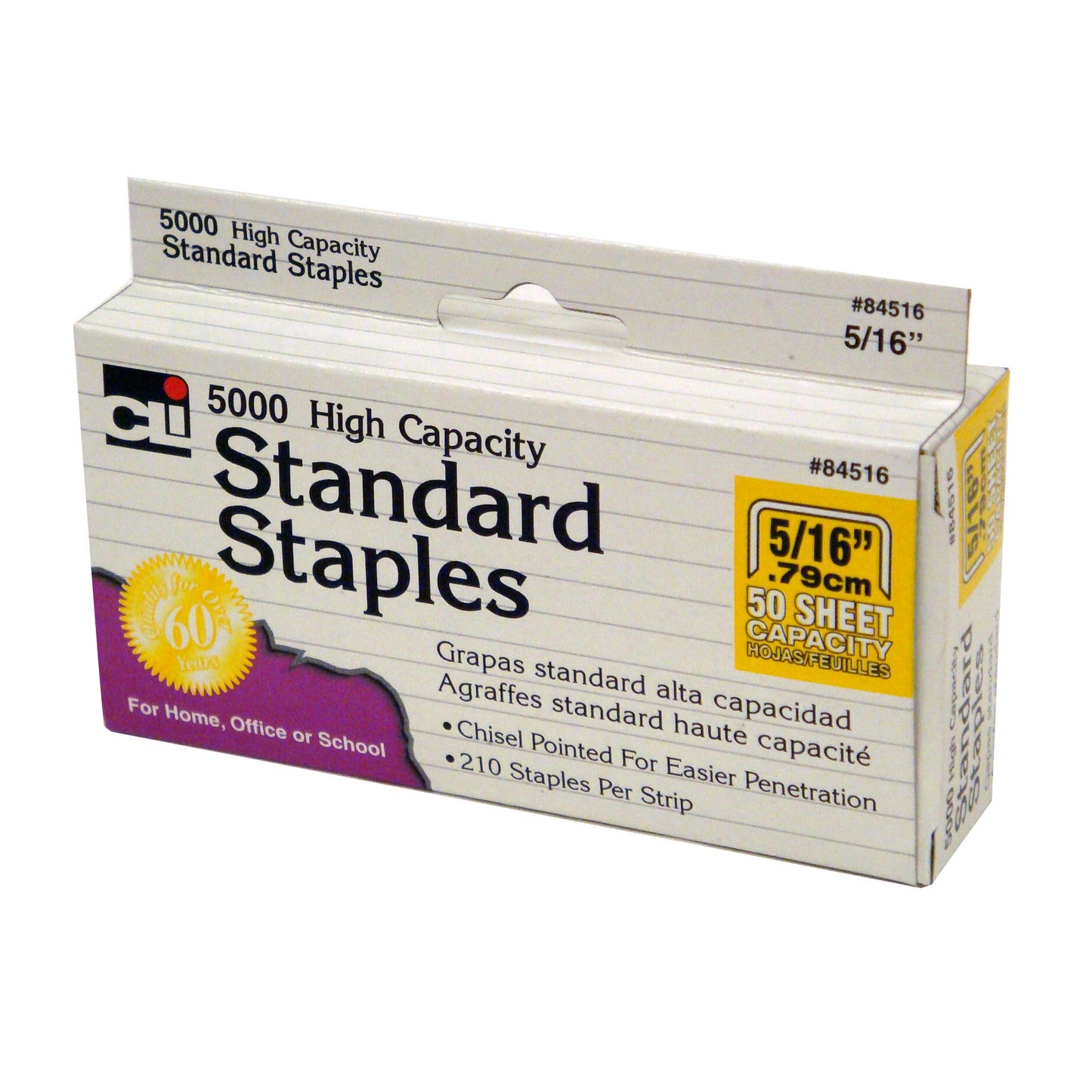 High Capacity Standard Staples, 5000 Per Pack, 10 Packs