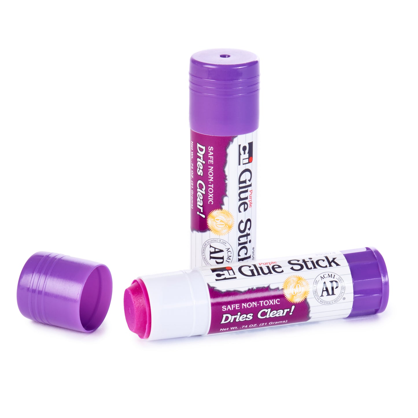 Purple Glue Sticks, .74 oz, 12 Per Pack, 3 Packs