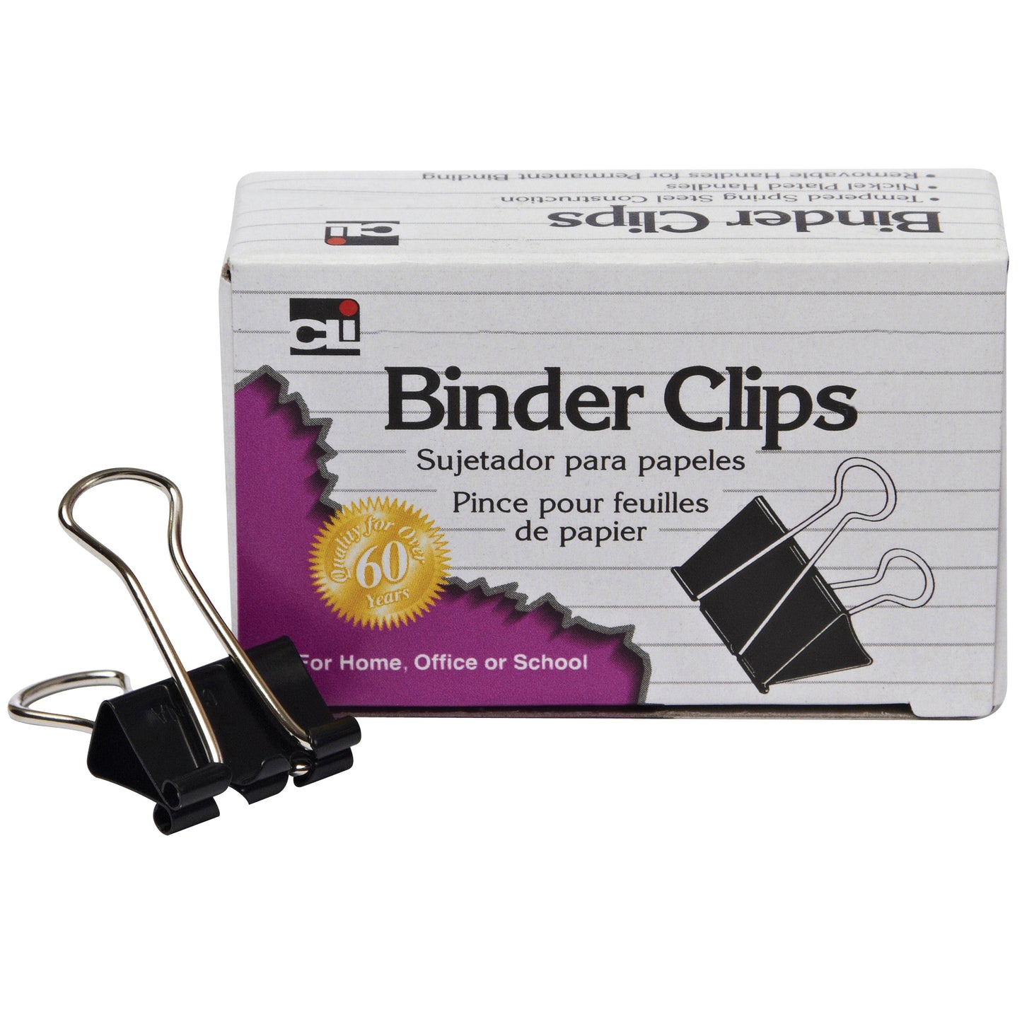 Binder Clips, Medium, 5/8" Capacity, 12 Per Box, 24 Boxes