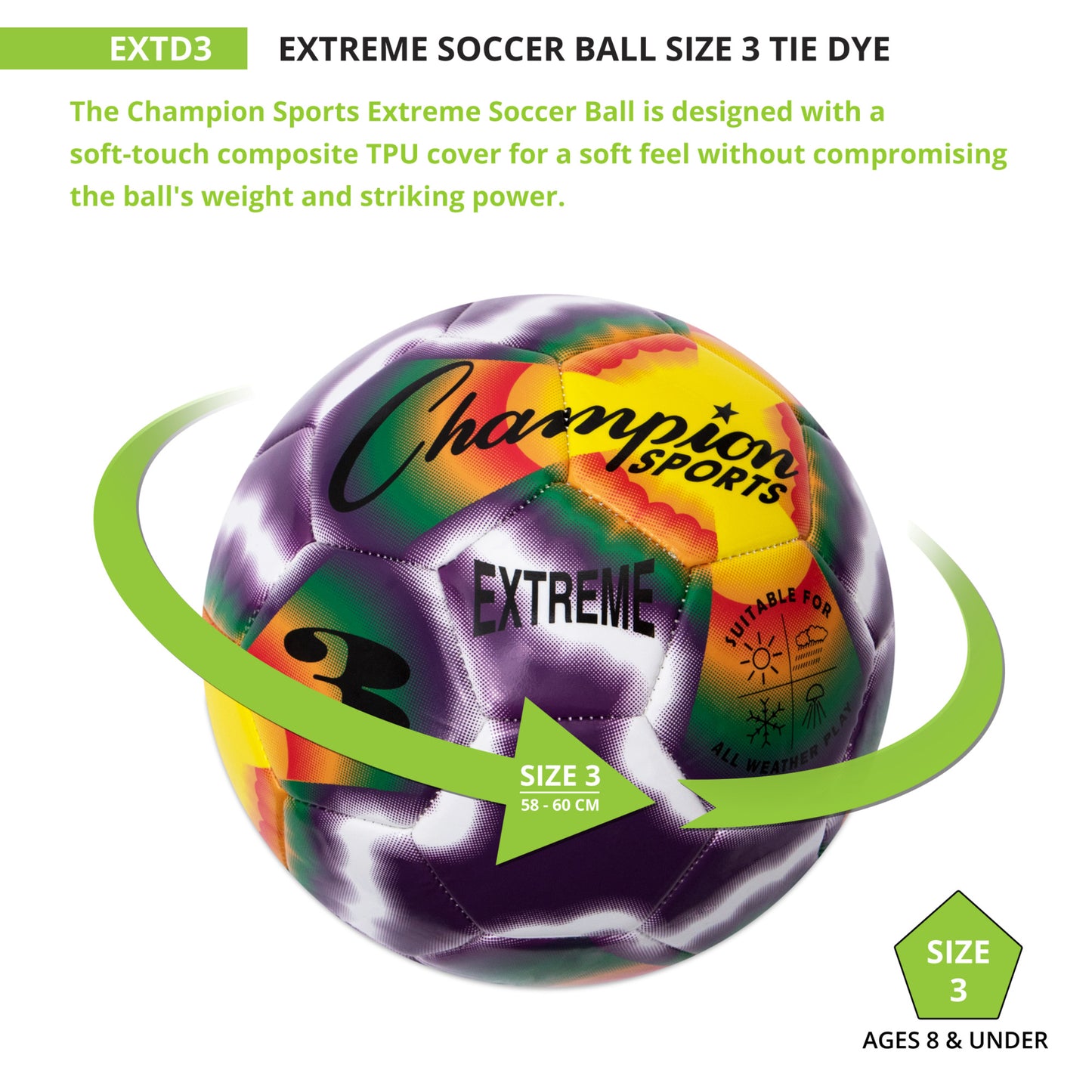 Extreme Tiedye Soccerball, Size 3
