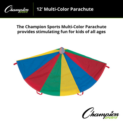 Multi-Colored Parachute, 12' Diameter, 12 Handles