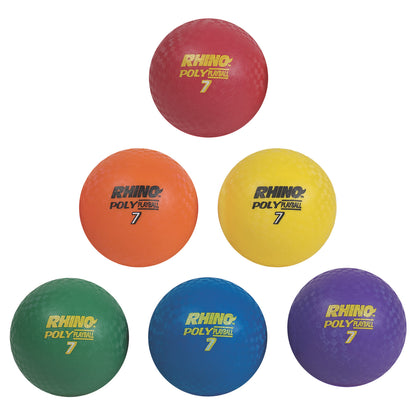 Rhino® Poly 7" Playground Ball Set, Assorted Colors, Set of 6