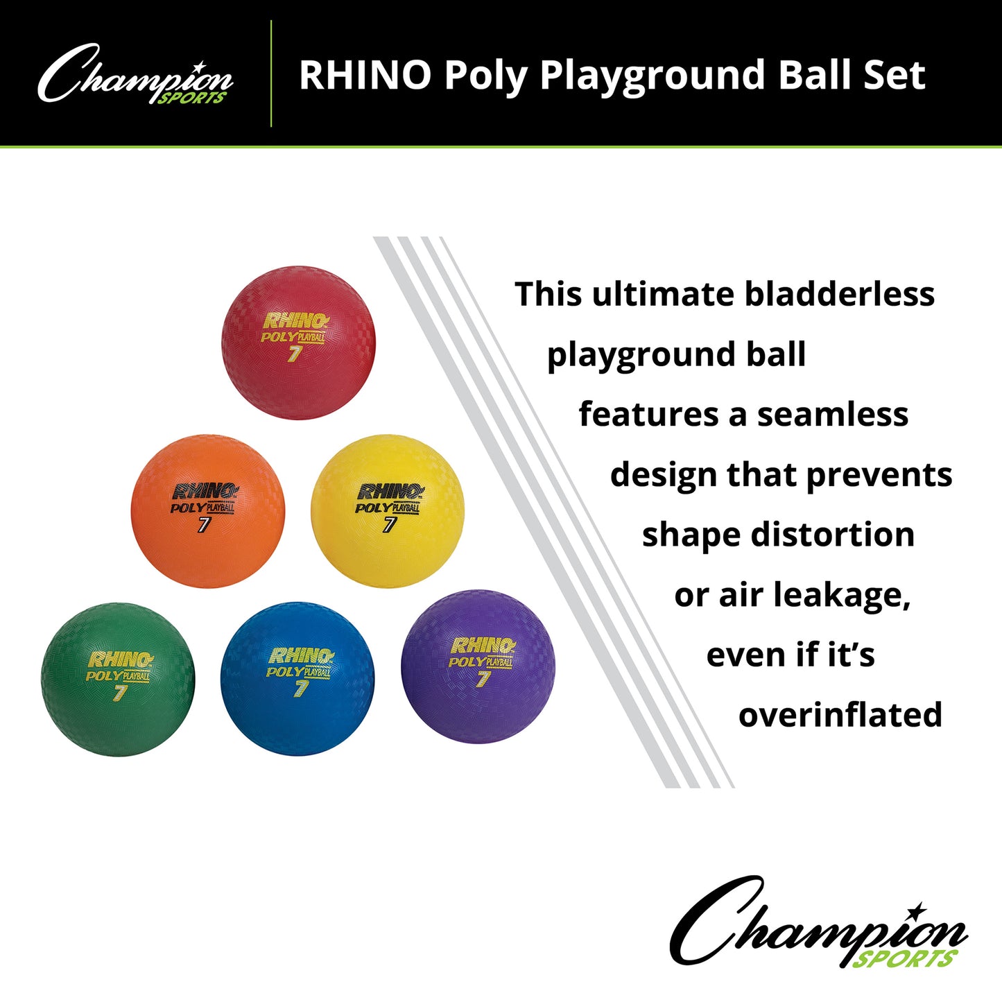 Rhino® Poly 7" Playground Ball Set, Assorted Colors, Set of 6