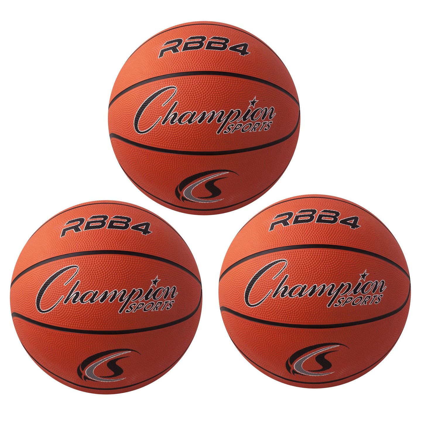 Intermediate Rubber Basketball, Orange, 3/Pack