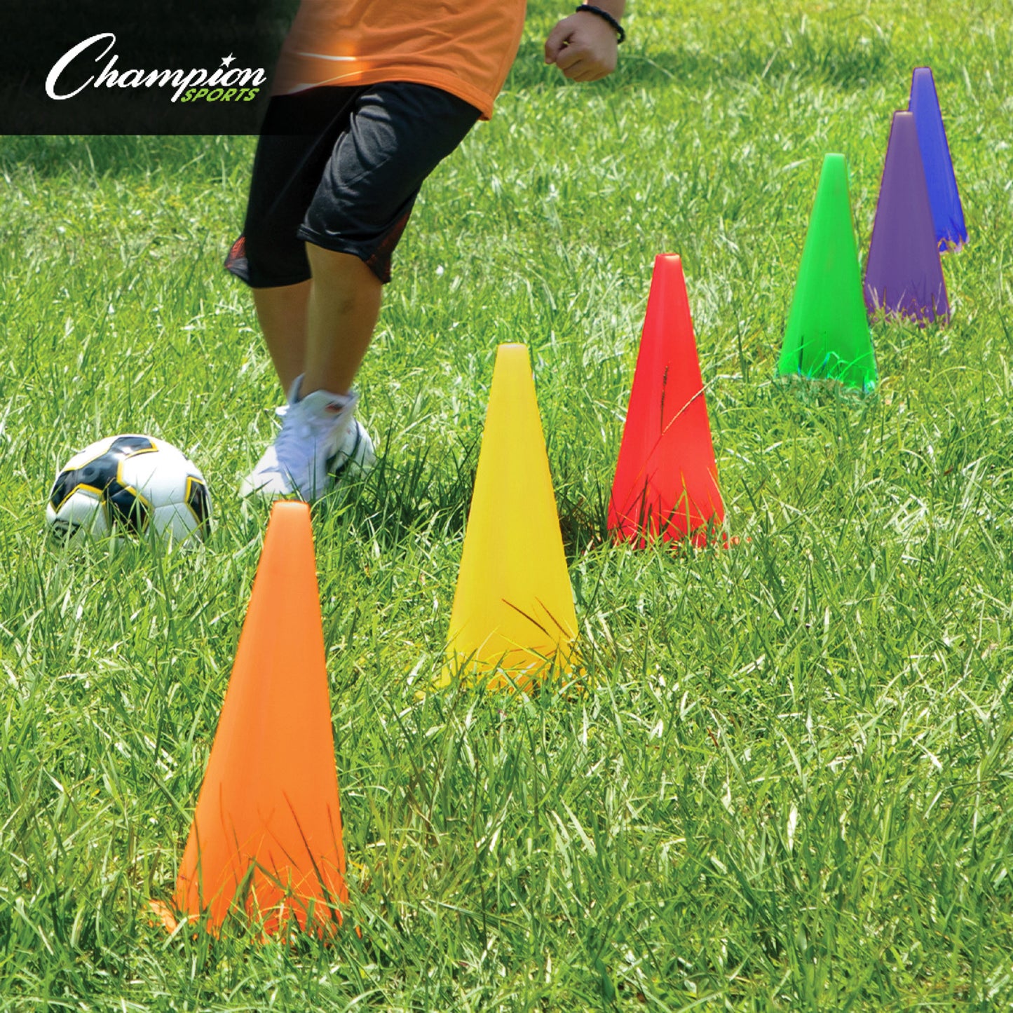 High Visibility Plastic Cone Set, Assorted Fluorescent Colors, 6 Per Set, 2 Sets