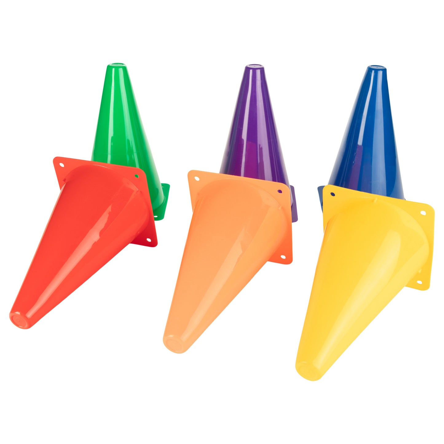 High Visibility Plastic Cone Set, Assorted Fluorescent Colors, 6 Per Set, 2 Sets