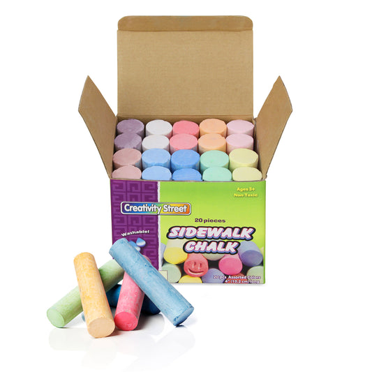 Sidewalk Chalk, Assorted Colors, 4", 20 Pieces