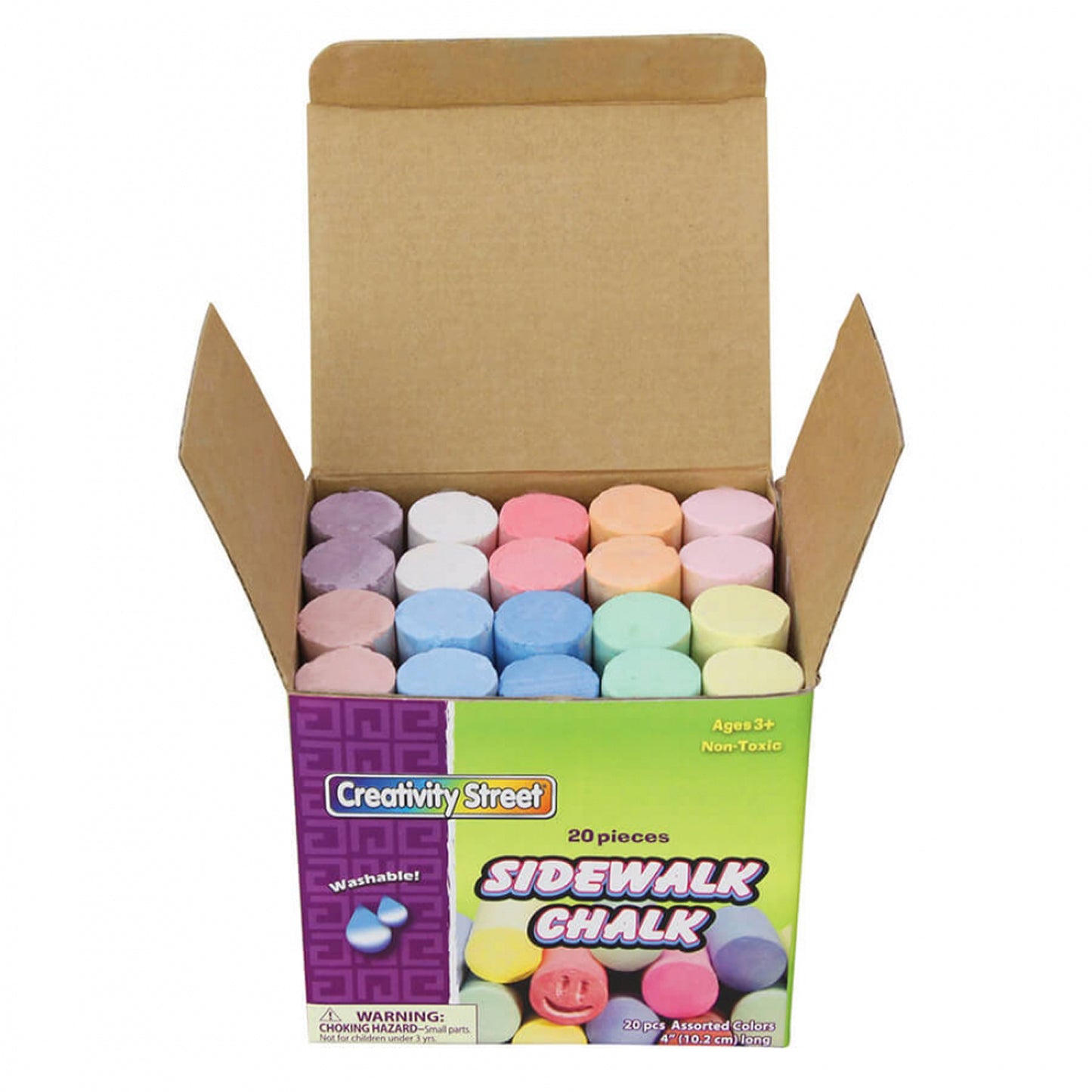 Sidewalk Chalk, Assorted Colors, 4", 20 Per Box, 6 Boxes