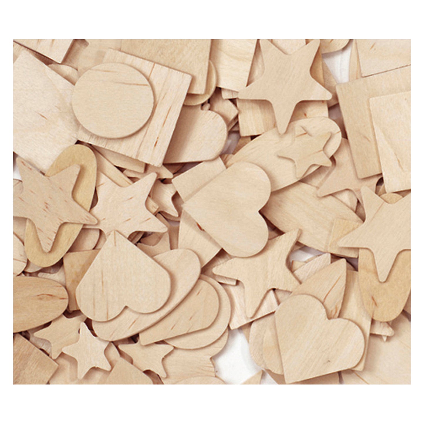 Wood Shapes, Natural Colored, Assorted Shapes, 0.5" to 2", 1000 Pieces