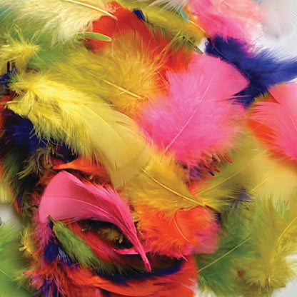 Turkey Plumage Feathers, Assorted Bright Hues, Assorted Sizes, 14 grams