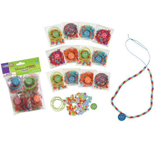 100 Days of School, Bead Kit, Assorted Sizes, 12 Kits Per Pack, 3 Packs