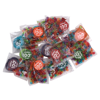 100 Days of School Bead Kits, Assorted Sizes, 12 Kits