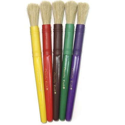 Beginner Paint Brushes, 10 Assorted Colors, 7" Long, 10 Per Pack, 3 Packs