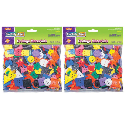 Plastic Buttons, Assorted Colors, 3/4" to 1", 1 lb. Per Pack, 2 Packs