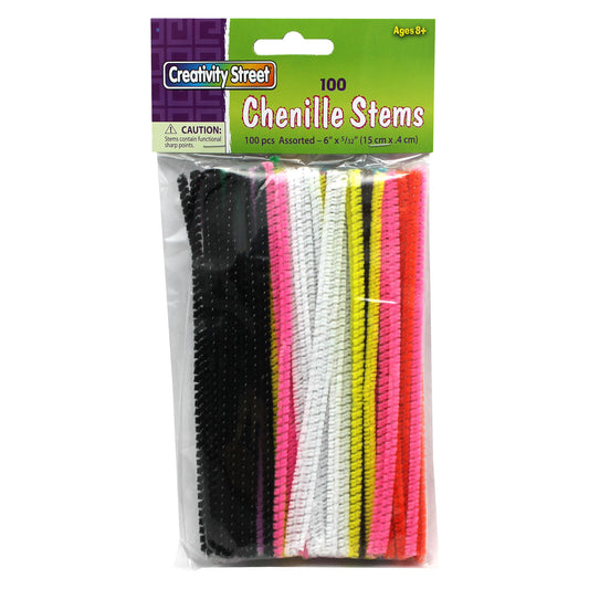 Chenille Stems, Assorted Colored, 100 Per Pack, 24 Packs