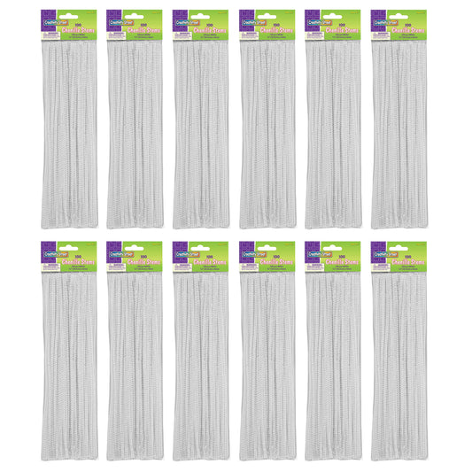 Regular Stems, White, 12" x 4 mm, 100 Per Pack, 12 Packs