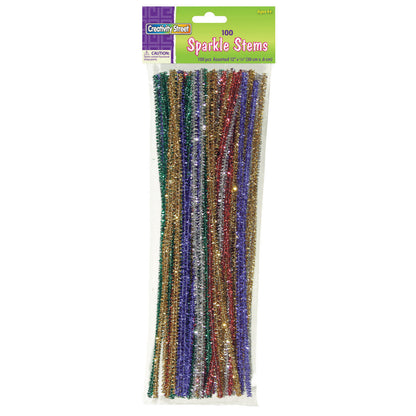 Jumbo Sparkle Stems, Assorted Colors, 12" x 6 mm, 100 Per Pack, 6 Packs