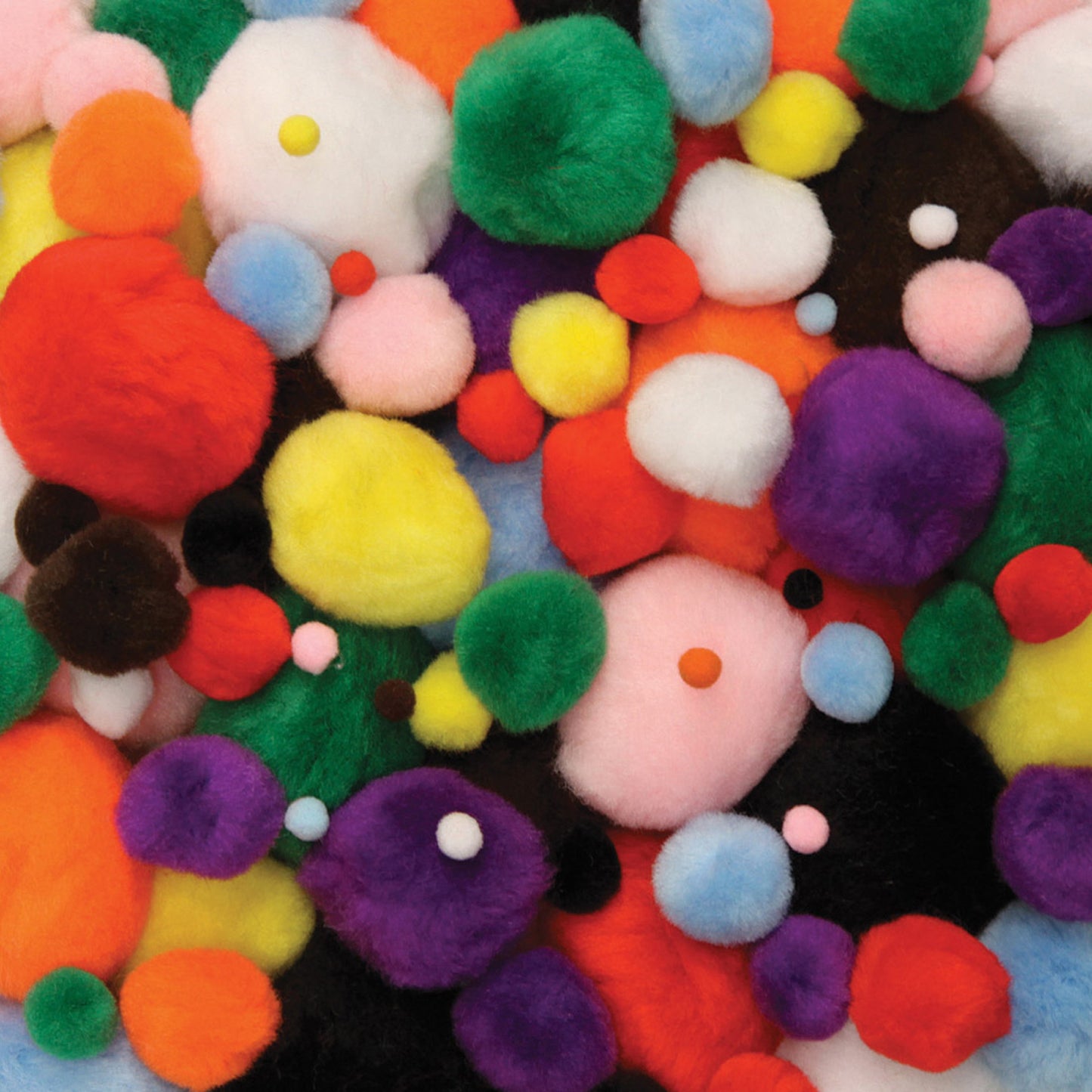 Pom Pons, Bright Hues, Assorted Sizes, 100 Pieces