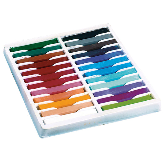 Square Artist Pastels, 24 Assorted Colors, 2-3/8" x 3/8" x 3/8", 24 Pieces