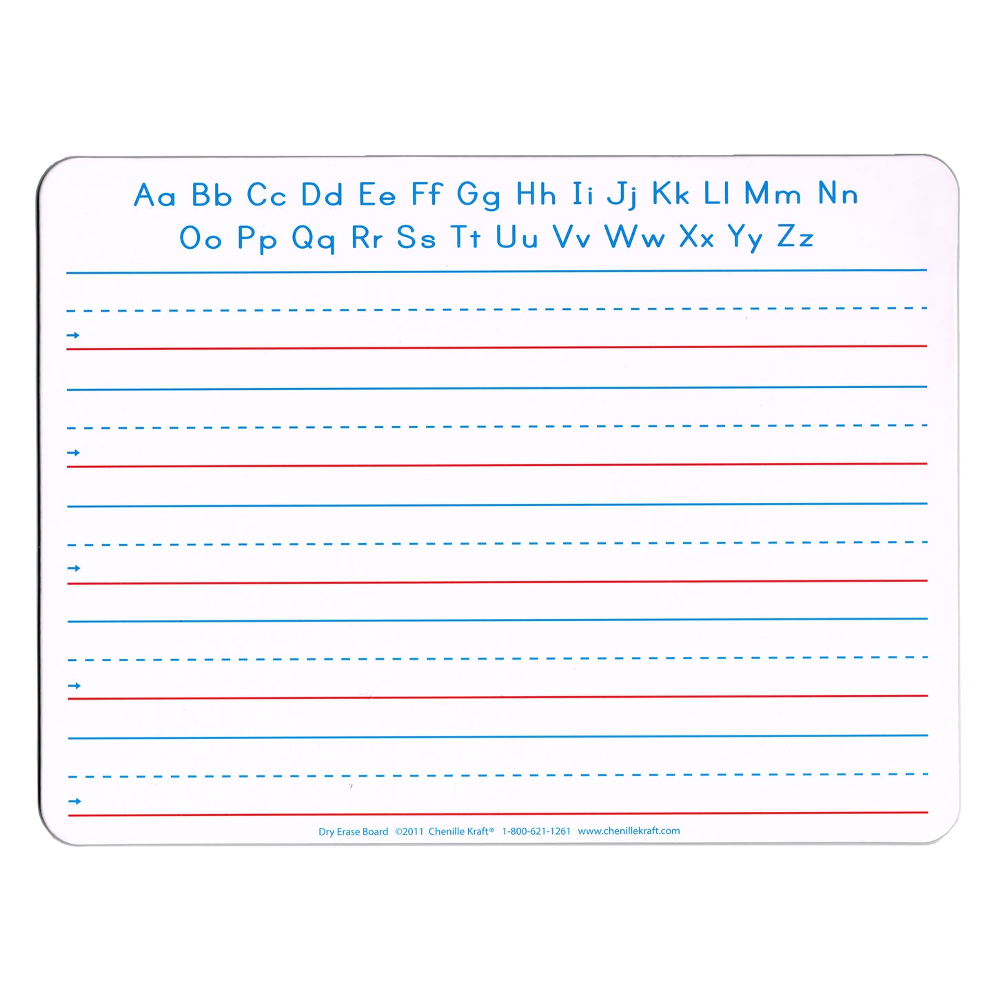 Handwriting Whiteboard, 2-Sided, Ruled/Plain, 1" x 1/2" x 1/2" Ruled, 9" x 12", 10 Boards