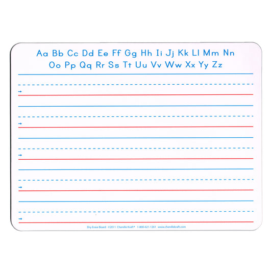 Handwriting Whiteboard, 2-Sided, Ruled/Plain, 1" x 1/2" x 1/2" Ruled, 9" x 12", 10 Boards