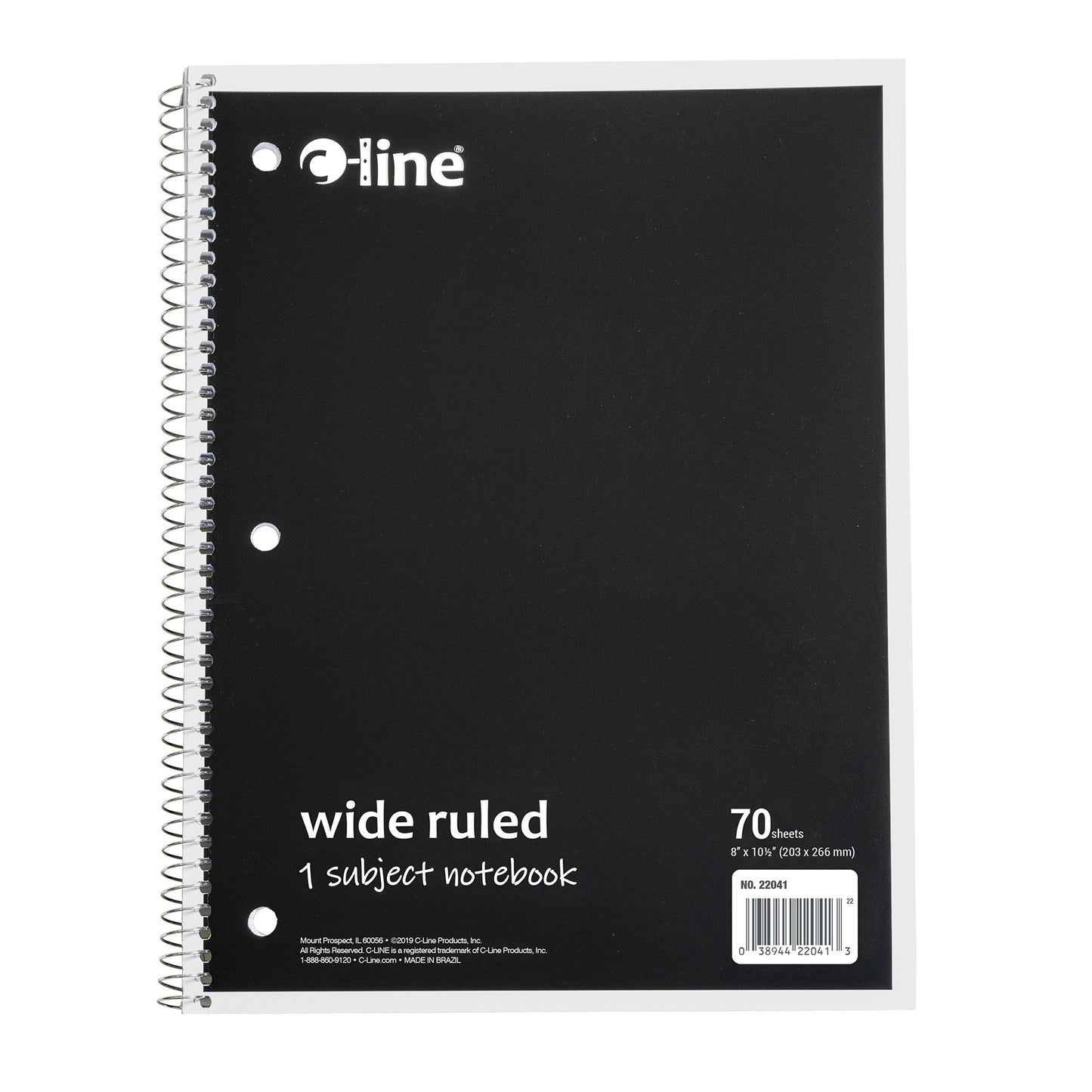 1-Subject Notebook, 70 Page, Wide Ruled, Black