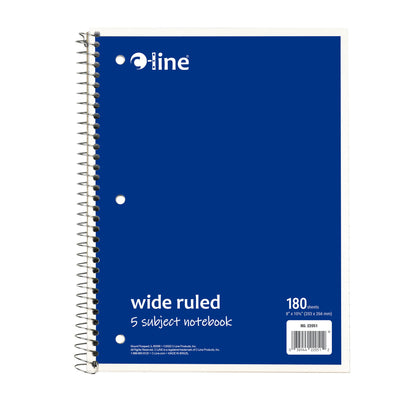 (3 Ea) 5 Sub Notebook Wide Ruled Assorted