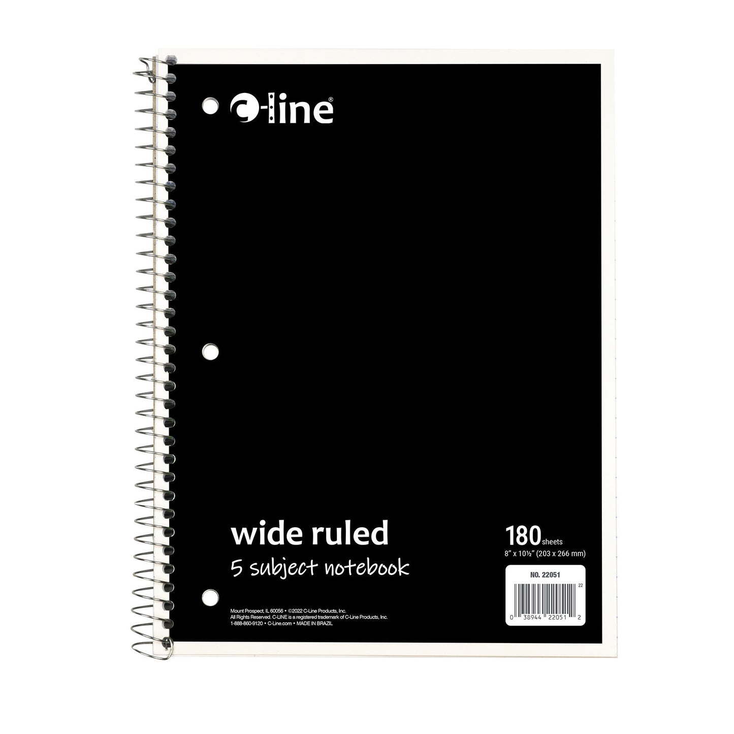 (3 Ea) 5 Sub Notebook Wide Ruled Assorted