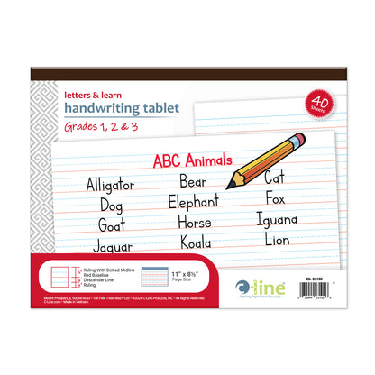 Letters & Learn Handwriting Tablet, 40 Sheets, 11" x 8-1/2", Pack of 6