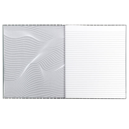 Professional Hardbound Notebook, 96 Page, College Ruled, 8-1/2" x 10-7/8", Charcoal & White Stripes