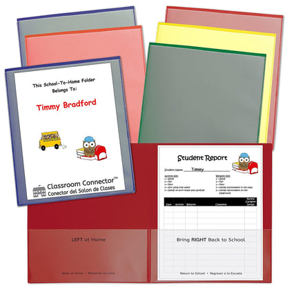 Classroom Connector School-To-Home Folder, Assorted Colors, Pack of 6